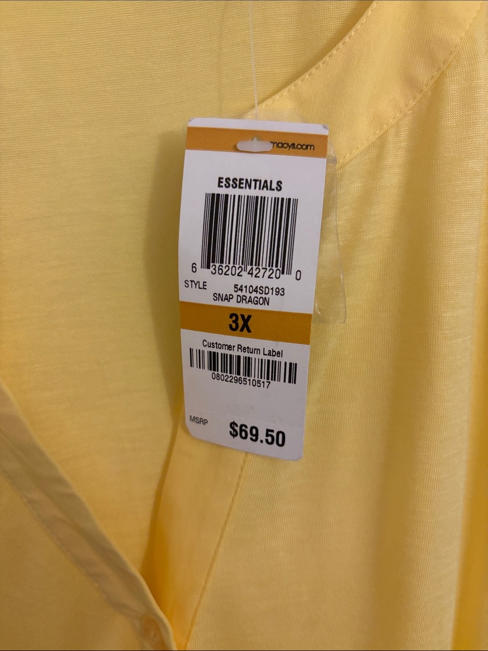 INC International Concepts Bright Yellow Sleeveless V-Neck Tunic with Hem Tie - Picture 5 of 7